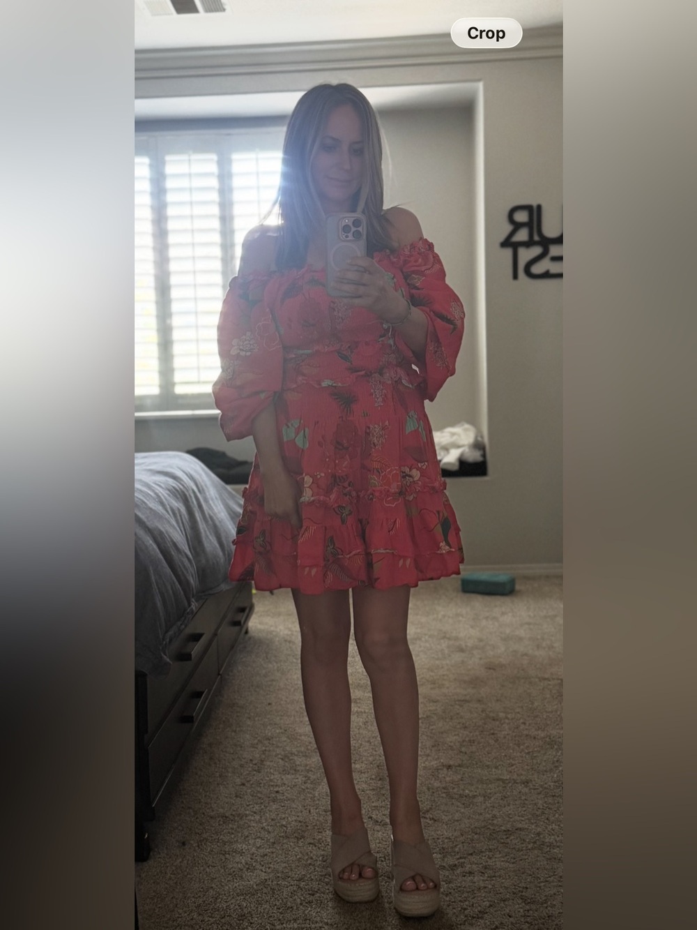 FARM Rio Coral Floral Smocked Mini Dress - Picture 2 of 6